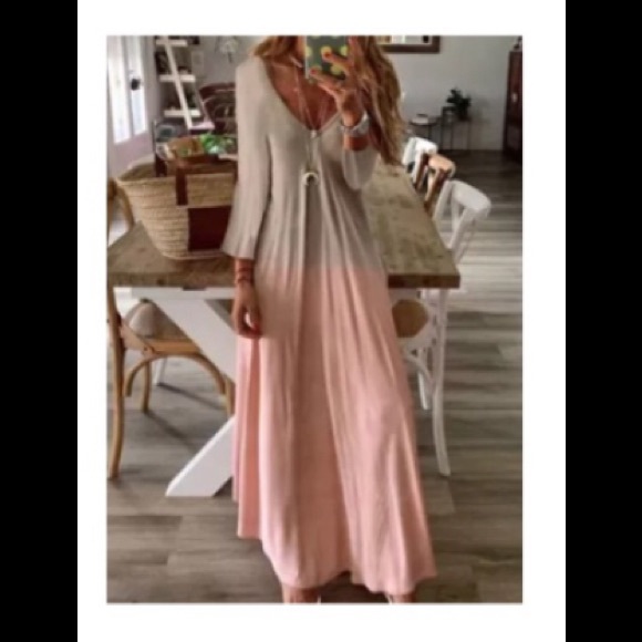 Casual Color Block Tunic V-Neckline A-line Dress B5 - Picture 4 of 8